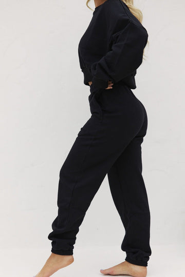 Jogger trousers with plain elasticated waistband Black women Surkana